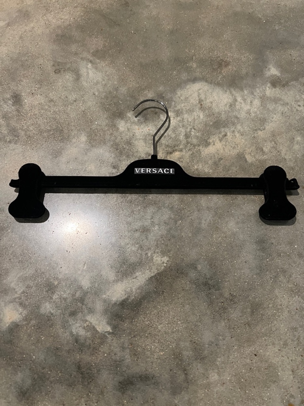 Authentic Versace Black Velvet Clip Hanger with Logo